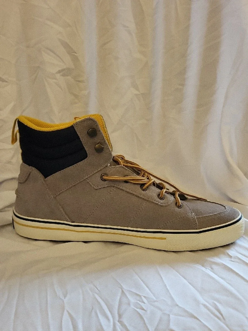 Sperry-Striper Storm Hiker- Taupe High-Top Boots with Yellow Lining
